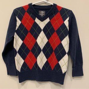 H&M Boys Argyle V-neck Wool Blend Sweater,Navy Red Cream Size US 3-4Y